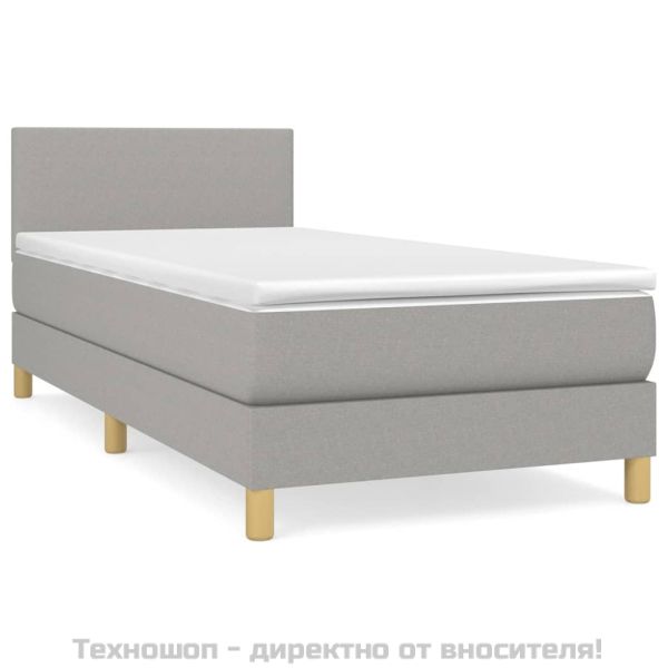 Боксспринг легло с матрак, светлосиво, 100x200 см, плат
