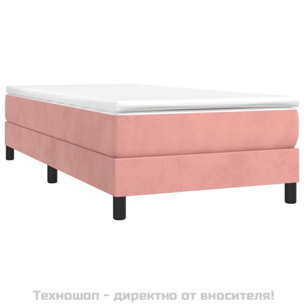 Боксспринг легло с матрак, розово, 100x200 см, кадифе