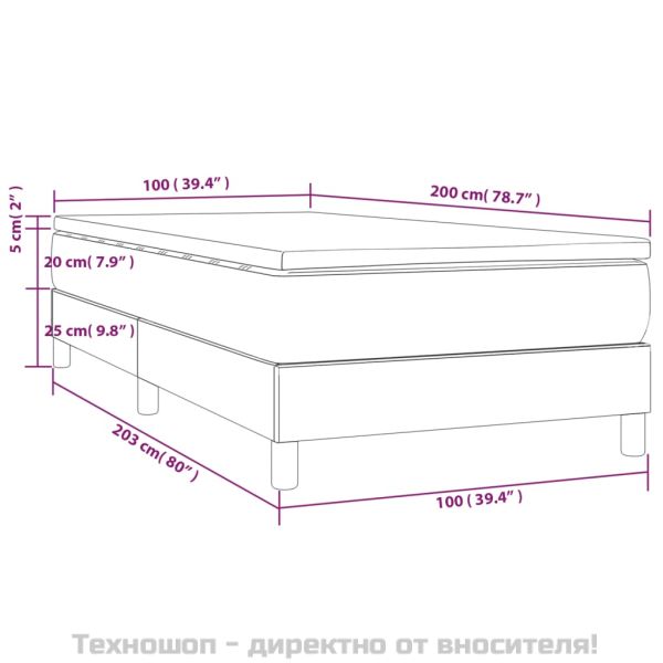 Боксспринг легло с матрак, розово, 100x200 см, кадифе