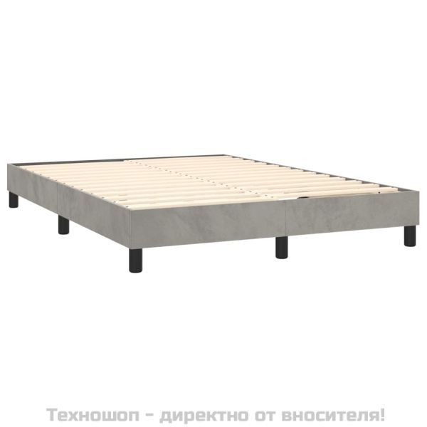 Боксспринг легло с матрак, светлосива, 140x190 см, кадифе