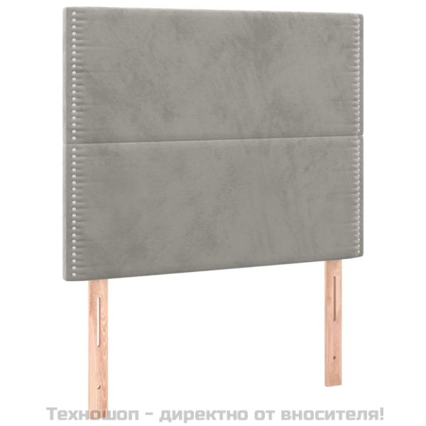 Боксспринг легло с матрак, светлосиво, 100x200 см, кадифе