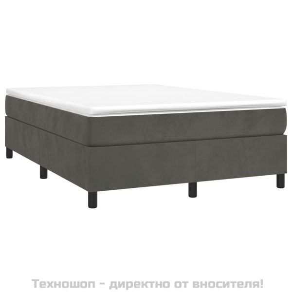 Боксспринг легло с матрак, тъмносиво, 140x190 см, кадифе