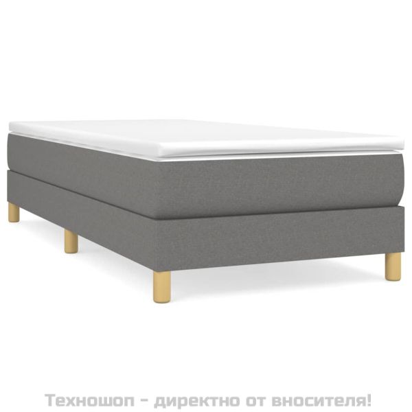 Боксспринг легло с матрак, тъмносиво, 100x200 см, плат