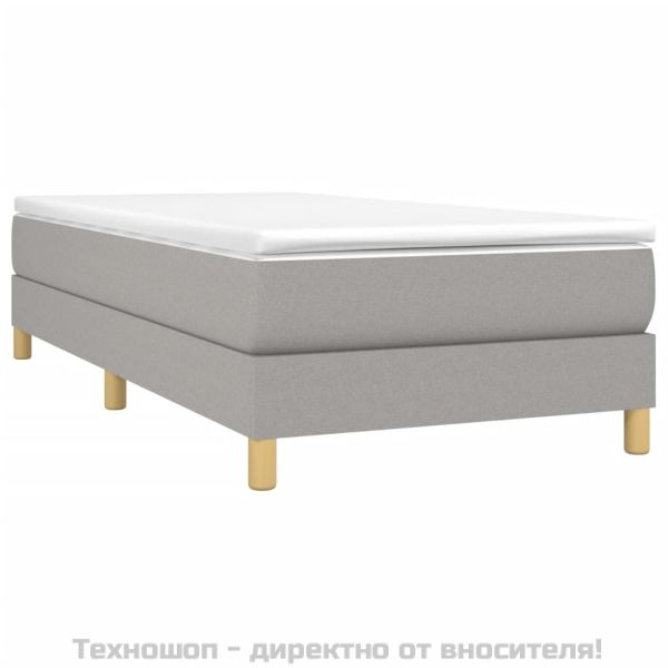 Боксспринг легло с матрак, светлосиво, 100x200 см, плат