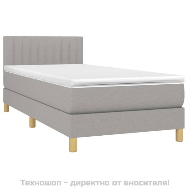 Боксспринг легло с матрак, светлосиво, 100x200 см, плат