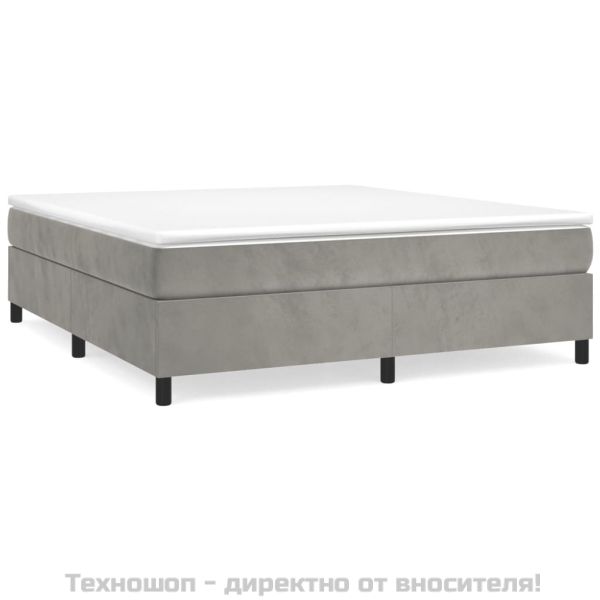 Боксспринг легло с матрак, светлосиво, 180x200 см, кадифе