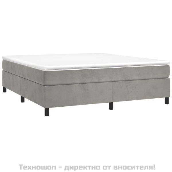 Боксспринг легло с матрак, светлосиво, 180x200 см, кадифе