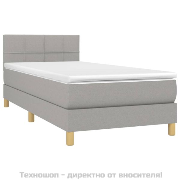 Боксспринг легло с матрак, светлосиво, 100x200 см, плат