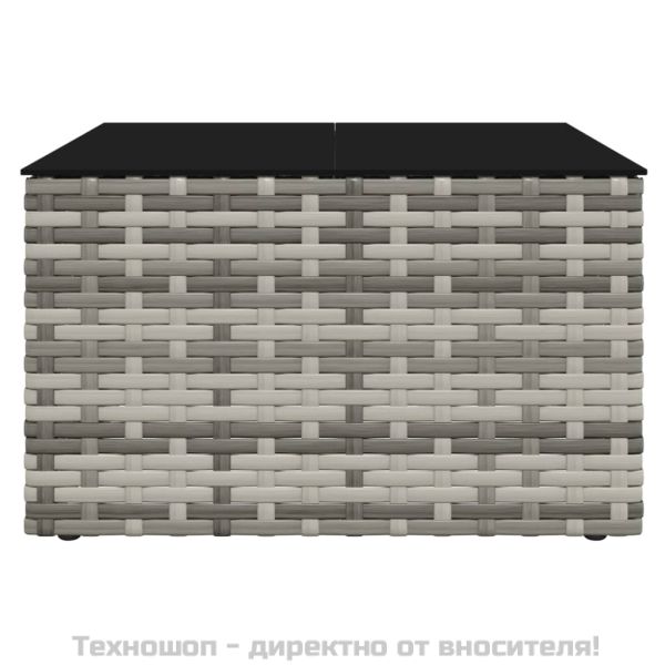 Градински лаундж комплект с възглавници 2 части сив полиратан