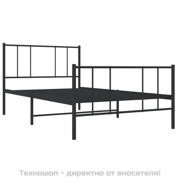 Метална рамка за легло с горна и долна табла, черна, 90x190 см