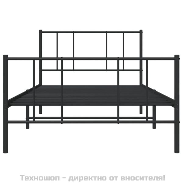 Метална рамка за легло с горна и долна табла, черна, 90x190 см