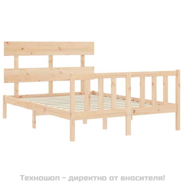 Рамка за легло без матрак, 140x190 см, масивна чамова дървесина