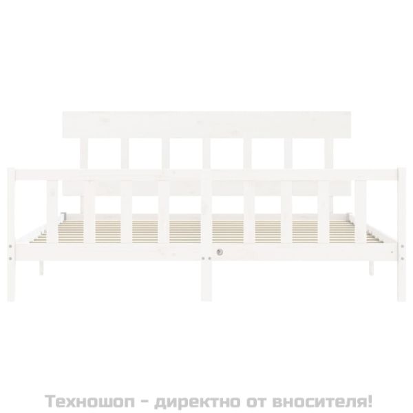 Рамка за легло без матрак, бял, 200x200 см, бор масив