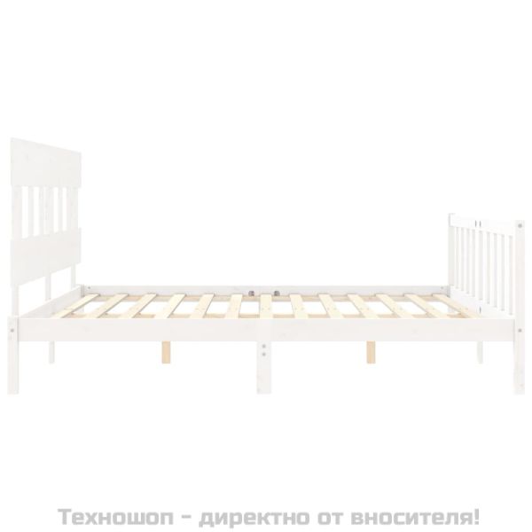 Рамка за легло без матрак, бял, 200x200 см, бор масив