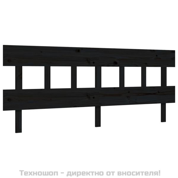 Рамка за легло с табла, черна, 200x200 см, масивно дърво