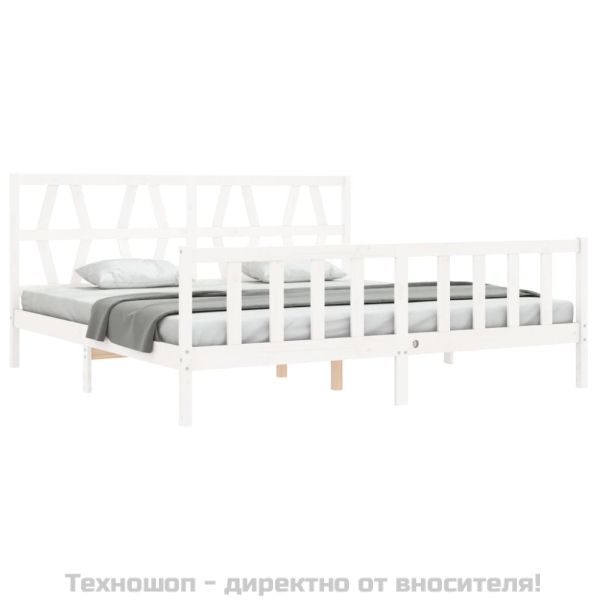 Рамка за легло без матрак, бял, 200x200 см, бор масив