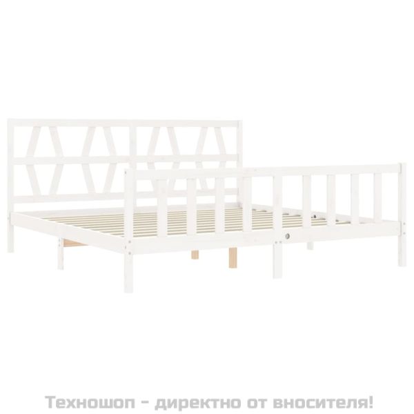 Рамка за легло без матрак, бял, 200x200 см, бор масив