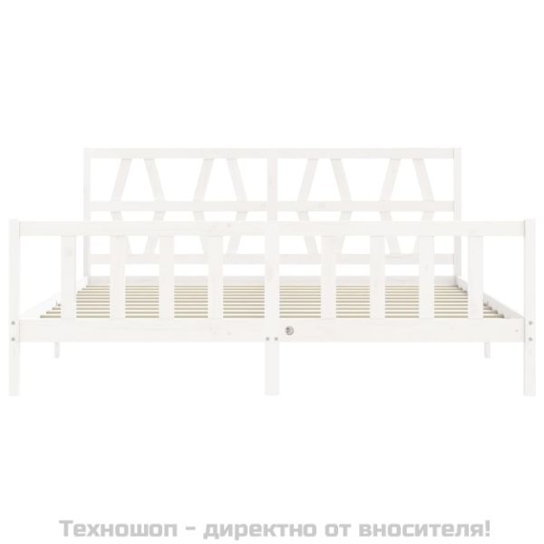Рамка за легло без матрак, бял, 200x200 см, бор масив