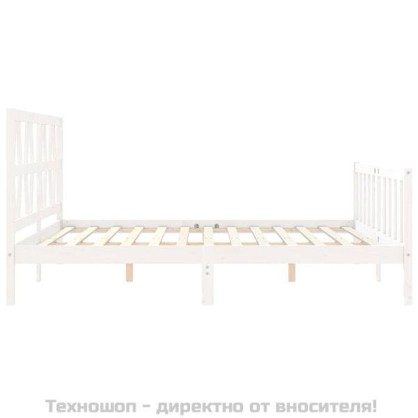 Рамка за легло без матрак, бял, 200x200 см, бор масив