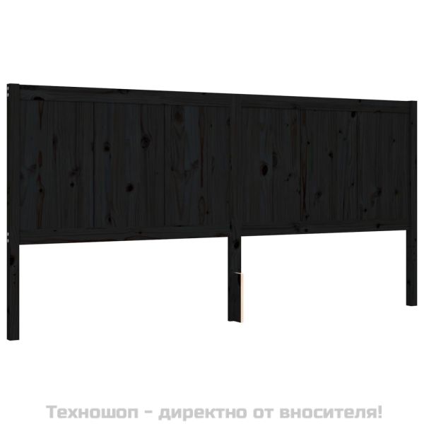 Рамка за легло с табла, черна, 200x200 см, масивно дърво