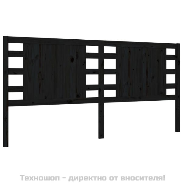 Рамка за легло с табла, черна, 200x200 см, масивно дърво