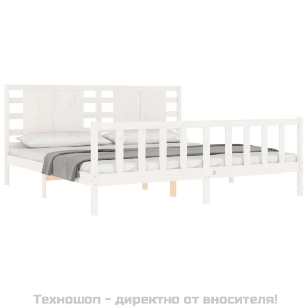 Рамка за легло без матрак, бял, 200x200 см, бор масив