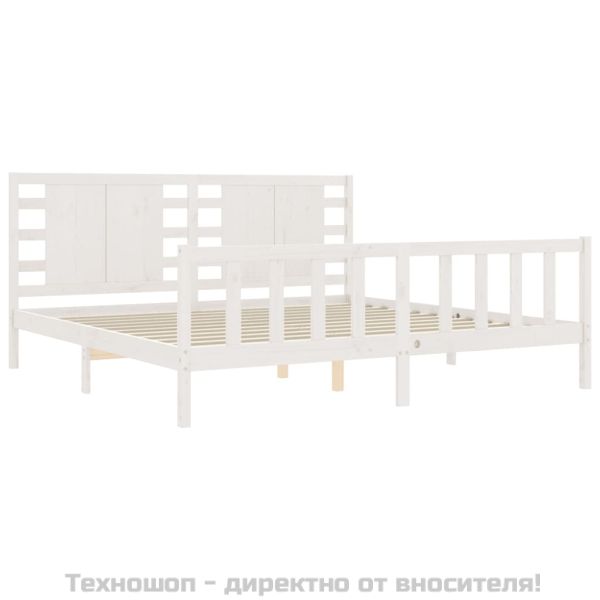 Рамка за легло без матрак, бял, 200x200 см, бор масив