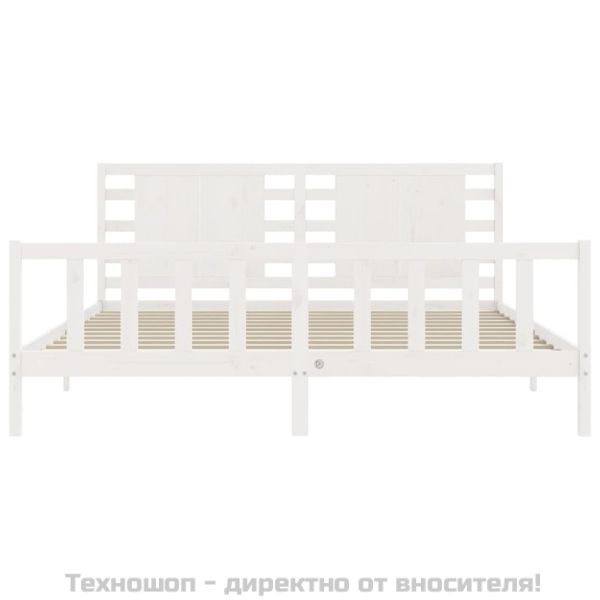 Рамка за легло без матрак, бял, 200x200 см, бор масив