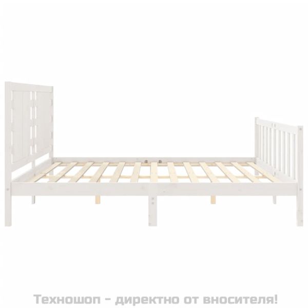Рамка за легло без матрак, бял, 200x200 см, бор масив