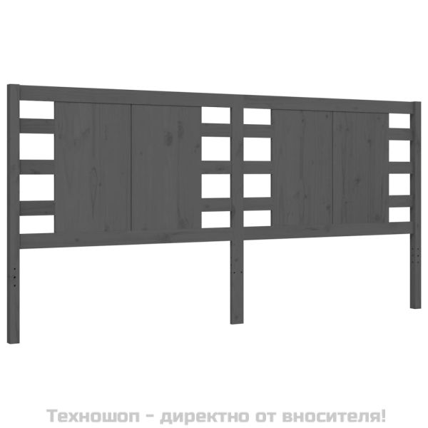 Рамка за легло с табла, сива, 200х200 см, масивно дърво