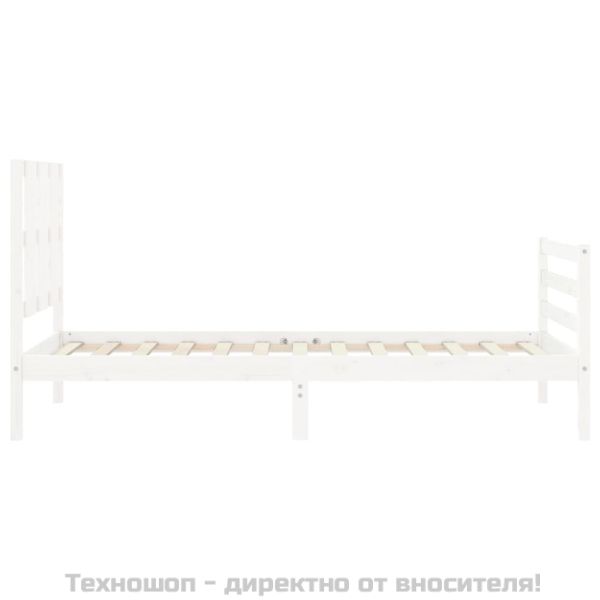 Рамка за легло с табла, бяло, 100x200 см, масивно дърво