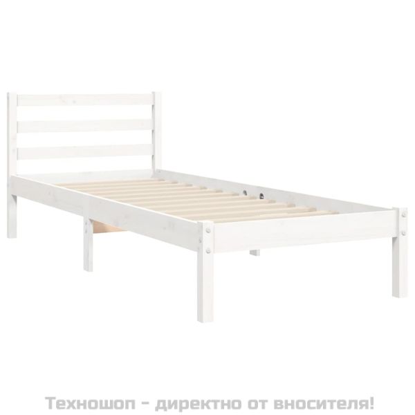 Рамка за легло с табла, бяло, 100x200 см, масивно дърво