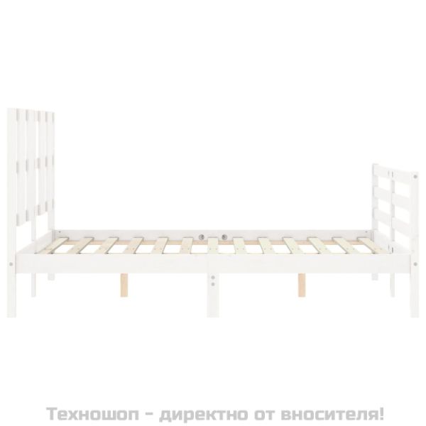 Рамка за легло с табла, бяла, 120х200 см, масивно дърво
