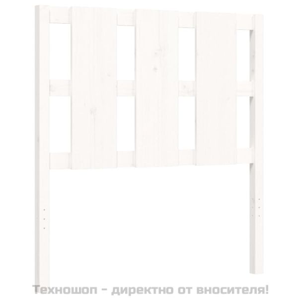 Рамка за легло с табла, бяла, 90x200 см, масивно дърво