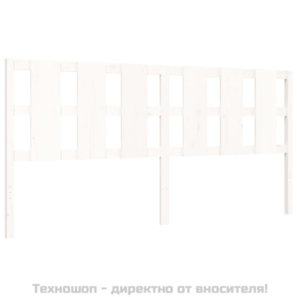 Рамка за легло с табла, бяла, 200x200 см, масивно дърво