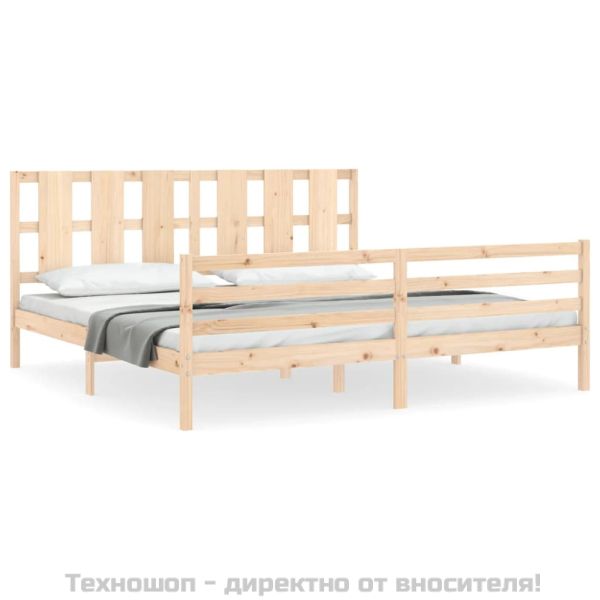 Рамка за легло с табла, 200x200 см, дърво масив