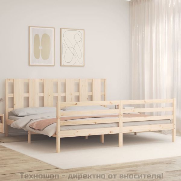 Рамка за легло с табла, 200x200 см, дърво масив
