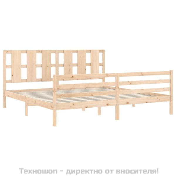 Рамка за легло с табла, 200x200 см, дърво масив