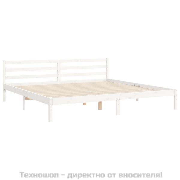 Рамка за легло с табла, бяла, 200x200 см, масивно дърво