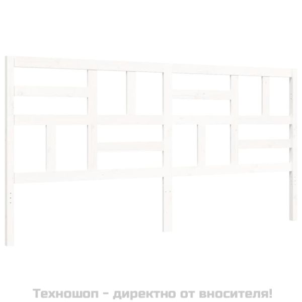 Рамка за легло с табла, бяла, 200x200 см, масивно дърво