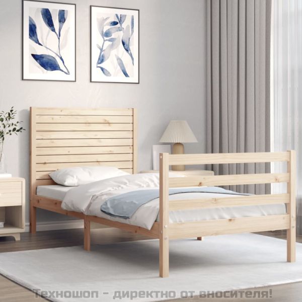 Рамка за легло с табла, 90x200 см, масивно дърво