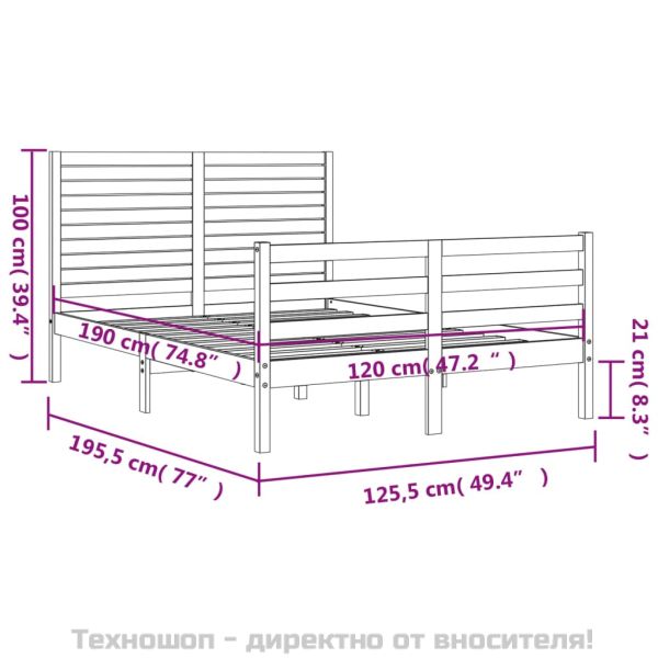 Рамка за легло с табла Small Double масивна дървесина