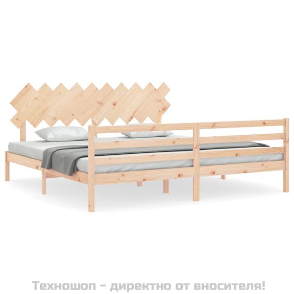 Рамка за легло с табла, 200x200 см, дърво масив