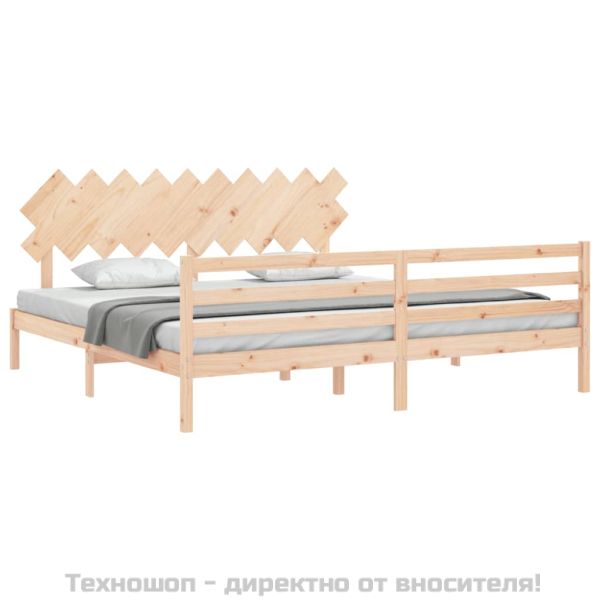 Рамка за легло с табла, 200x200 см, дърво масив