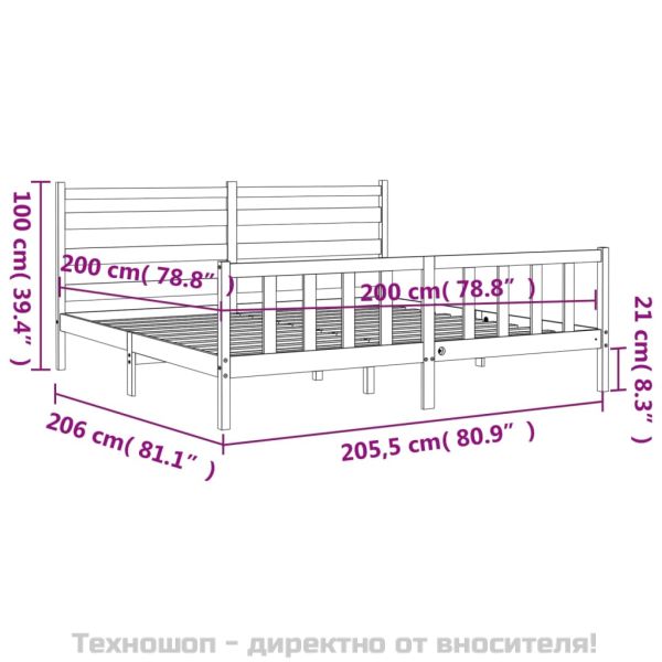 Рамка за легло без матрак 200x200 см масивна чамова дървесина