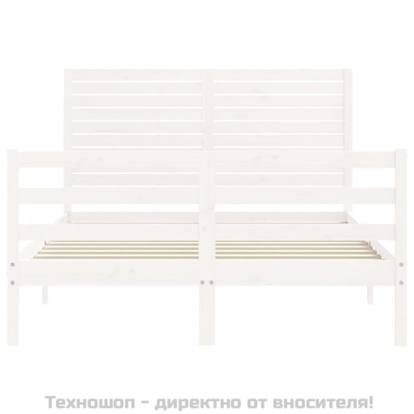 Рамка за легло с табла, бяла, 120х200 см, масивно дърво