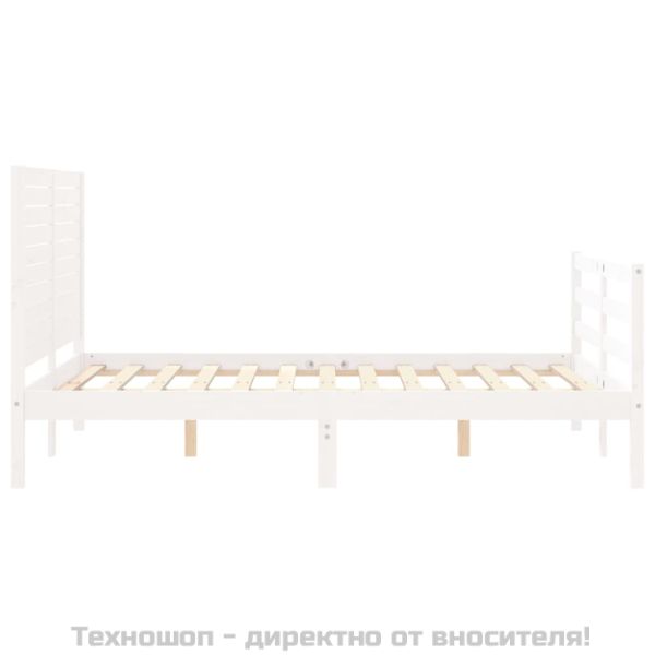Рамка за легло с табла, бяла, 120х200 см, масивно дърво