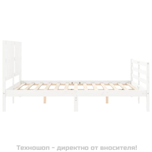 Рамка за легло с табла бяла King Size масивно дърво