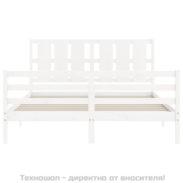 Рамка за легло с табла бяла King Size масивно дърво