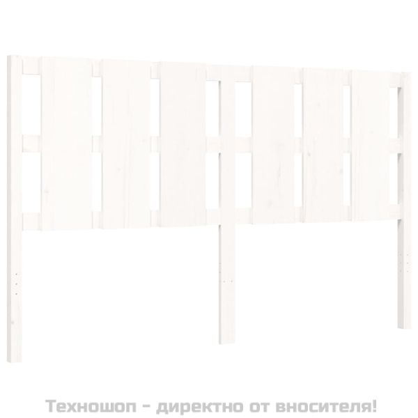 Рамка за легло с табла бяла King Size масивно дърво